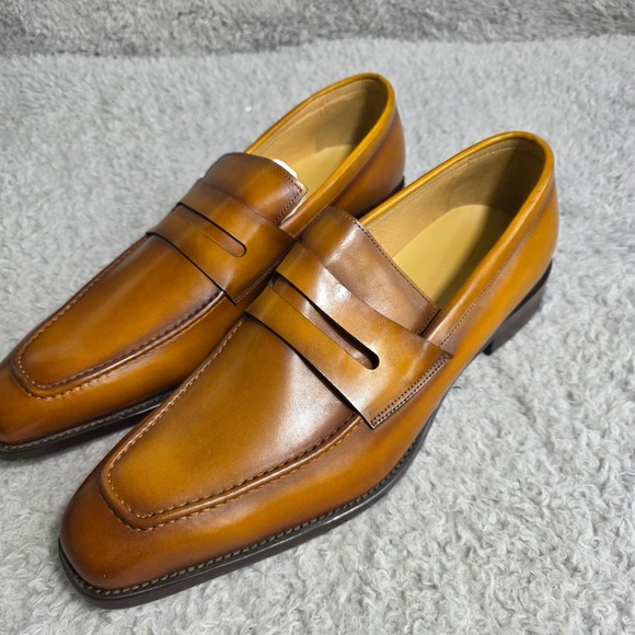 Maison Forte Other - Maison Forte Seneca Cognac Burnished Leather Penny Loafers Square Toe Men 13 NEW
